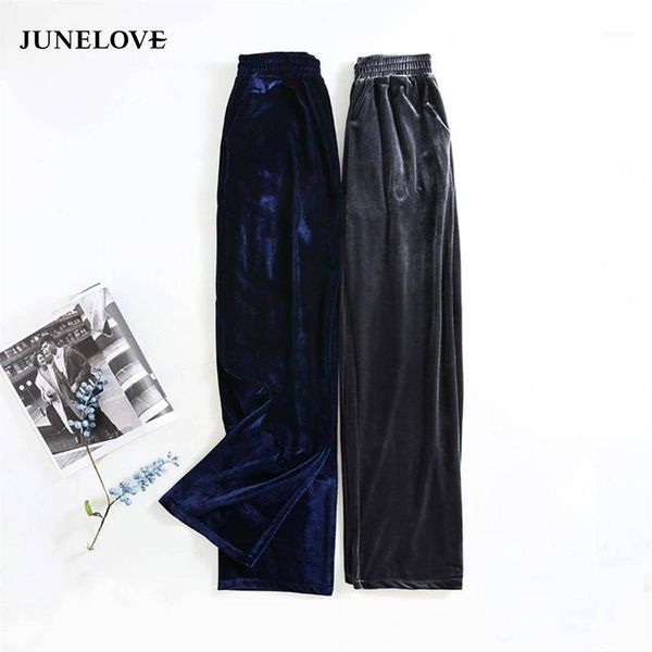 women's pants & capris junelove 2021 spring women elastic waist velvet sports casual wild wide leg lady solid loose trousers female bot, Black;white
women's pants & capris junelove 2021 spring women elastic waist velvet sports casual wild wide leg lady solid loose trousers female bot, Black;white