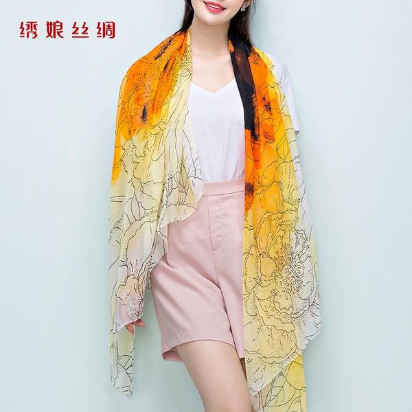 scarves flower season mulberry silk long scarf national style gradient color chiffon spring and autumn big shawl, Blue;gray
scarves flower season mulberry silk long scarf national style gradient color chiffon spring and autumn big shawl, Blue;gray