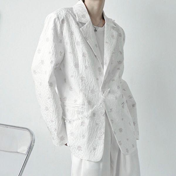 menswear korean style fashion printed blazer men's autumn 2021 new loose notched single breasted long sleeve suit jacket, White;black
menswear korean style fashion printed blazer men's autumn 2021 new loose notched single breasted long sleeve suit jacket, White;black