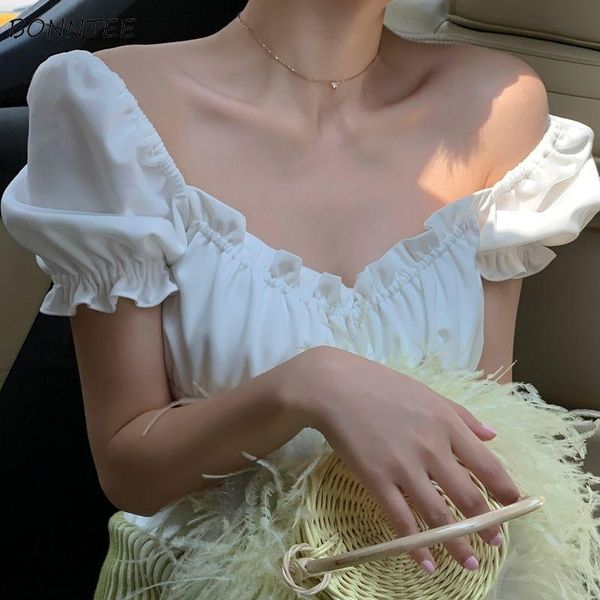 women's blouses & shirts women summer square collar folds elegant fashion retro puff sleeve slim stretchy crop korean style party stre, White
women's blouses & shirts women summer square collar folds elegant fashion retro puff sleeve slim stretchy crop korean style party stre, White