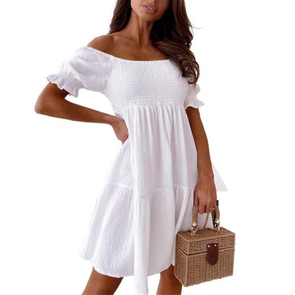 casual dresses mini dress off shoulder ruffle women elastic solid color short sleeve for dating summer women's vestidos, Black;gray
casual dresses mini dress off shoulder ruffle women elastic solid color short sleeve for dating summer women's vestidos, Black;gray