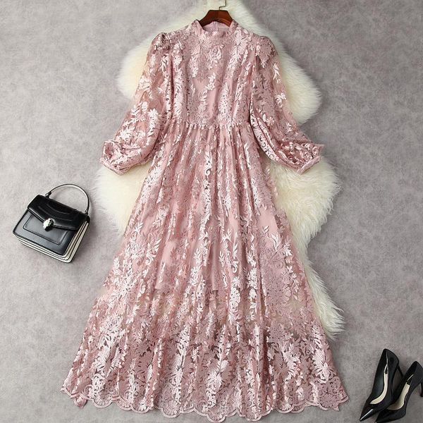 casual dresses party dress long 2021 autumn lady's elegant embroidered stand collar sleeved high waist solid color mesh pink s-xl, Black;gray
casual dresses party dress long 2021 autumn lady's elegant embroidered stand collar sleeved high waist solid color mesh pink s-xl, Black;gray