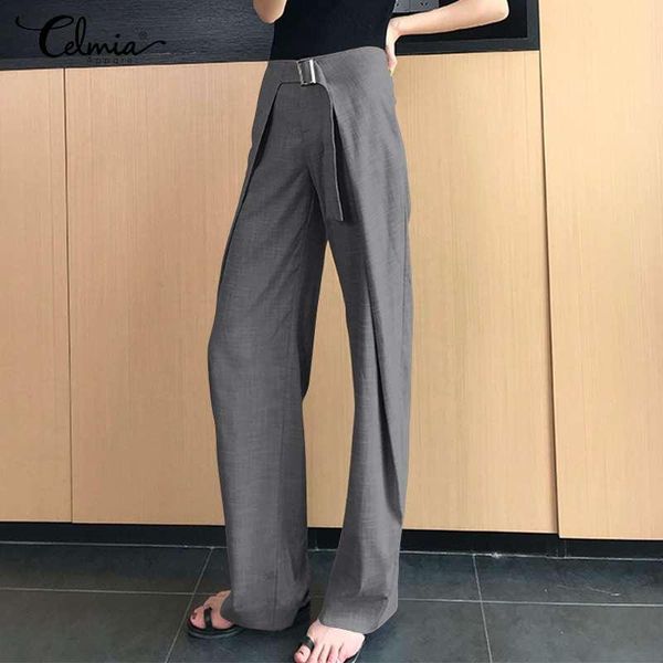 celmia women high waist long trousers 2021 elegant office wide leg pantalon fashion casual formal pants solid belted loose pants, Black;white
celmia women high waist long trousers 2021 elegant office wide leg pantalon fashion casual formal pants solid belted loose pants, Black;white