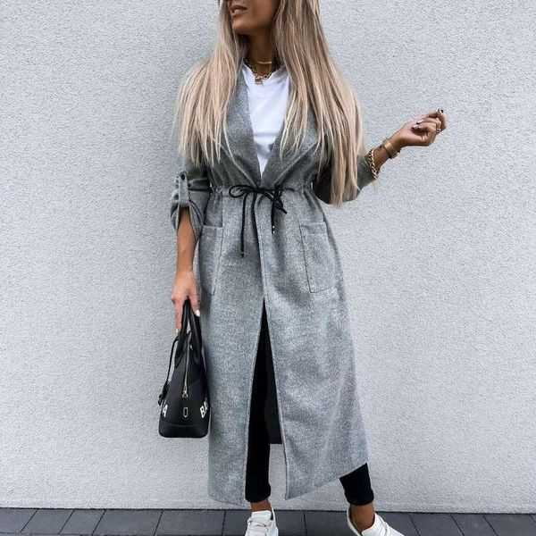 women's wool & blends autumn classic plus long overcoat femme loose casual solid pocket jackets spring women cardigan belt outerwear to, Black
women's wool & blends autumn classic plus long overcoat femme loose casual solid pocket jackets spring women cardigan belt outerwear to, Black