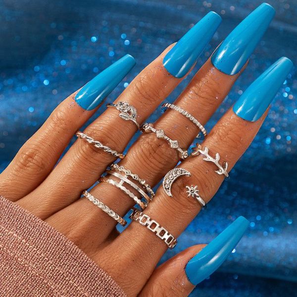 cluster rings 2021 vintage gold color crystal star moon set for women boho knuckle finger ring female fashion jewelry accessories, Golden;silver
cluster rings 2021 vintage gold color crystal star moon set for women boho knuckle finger ring female fashion jewelry accessories, Golden;silver