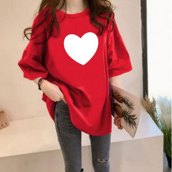 2021 summer new fashion short sleeve student lazy style love printing medium long t-shirt lovers' friend, White
2021 summer new fashion short sleeve student lazy style love printing medium long t-shirt lovers' friend, White