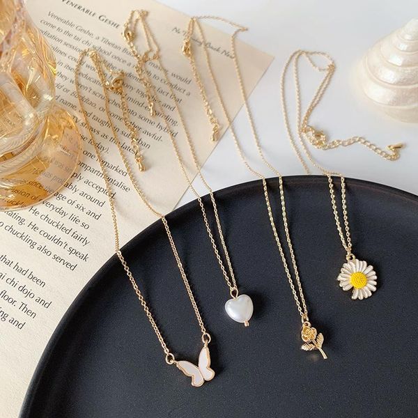 pendant necklaces korean fashion daisy flower butterfly pearl heart necklace for women girl cute elegant clavicle collar female collier, Silver
pendant necklaces korean fashion daisy flower butterfly pearl heart necklace for women girl cute elegant clavicle collar female collier, Silver