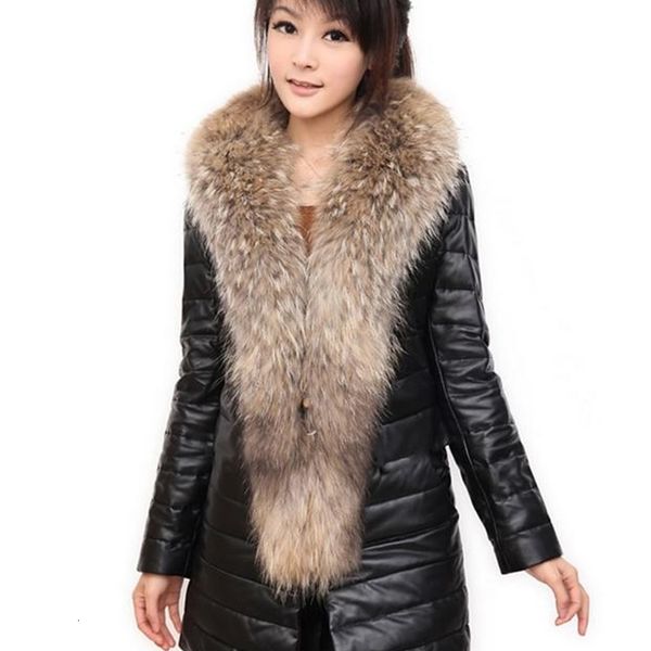 women's leather & faux fake raccoon fur collar long patchwork pu jackets casual overcoats plus size women coats j1370 lw3t, Black
women's leather & faux fake raccoon fur collar long patchwork pu jackets casual overcoats plus size women coats j1370 lw3t, Black