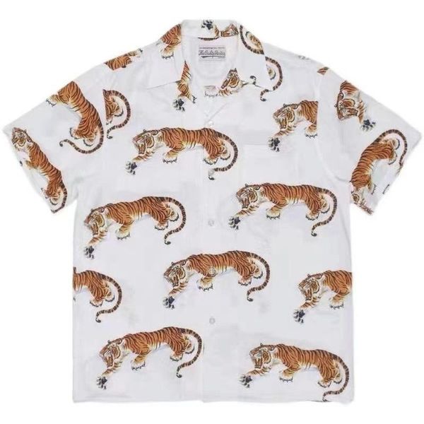 men's casual shirts wacko maria hawaii shirt men women 1:1 quality t-shirt tiger pattern printing tees, White;black
men's casual shirts wacko maria hawaii shirt men women 1:1 quality t-shirt tiger pattern printing tees, White;black