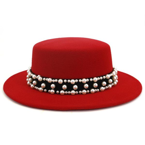 wide brim hats pearl ribbon vintage felt wool fedora hat women flat jazz round caps bowler elegant lady black red, Blue;gray
wide brim hats pearl ribbon vintage felt wool fedora hat women flat jazz round caps bowler elegant lady black red, Blue;gray