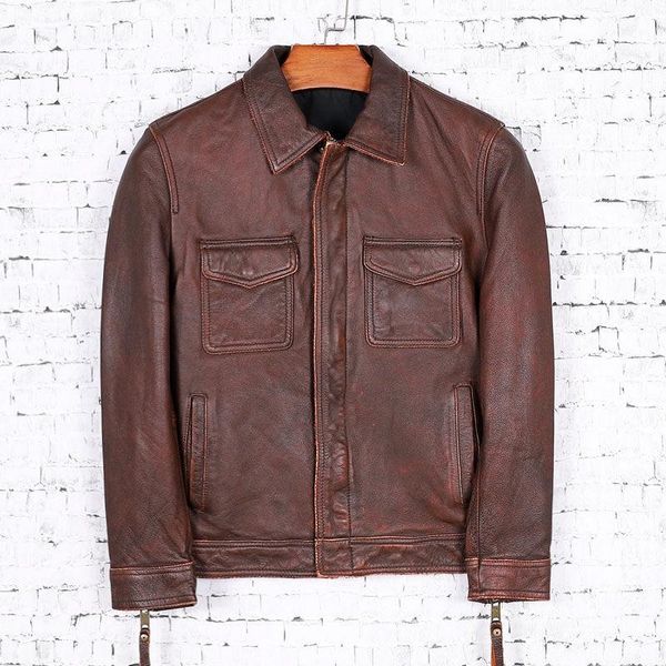 men's leather & faux 2021 vintage brown genuine jacket men casual style double pockets plus size 5xl real cowhide autumn slim fit male, Black
men's leather & faux 2021 vintage brown genuine jacket men casual style double pockets plus size 5xl real cowhide autumn slim fit male, Black