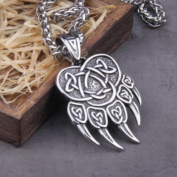 pendant necklaces stainless steel pagan nordic bear claw veles symbol pendantn necklace jewelry with wooden box as gift, Silver
pendant necklaces stainless steel pagan nordic bear claw veles symbol pendantn necklace jewelry with wooden box as gift, Silver