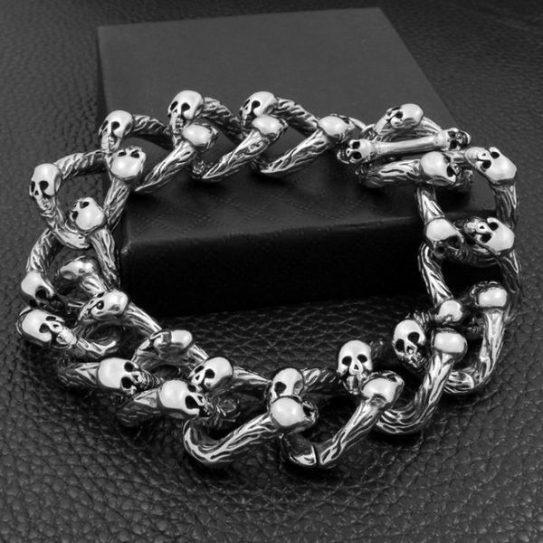 link, chain 22cm cuban rock skull link bracelet for men vintage silver color biker jewelry, Black
link, chain 22cm cuban rock skull link bracelet for men vintage silver color biker jewelry, Black