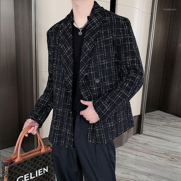men's suits & blazers autumn winter korean version woven suit coat men casual tweed blazer masculino social mens dress british style, White;black
men's suits & blazers autumn winter korean version woven suit coat men casual tweed blazer masculino social mens dress british style, White;black