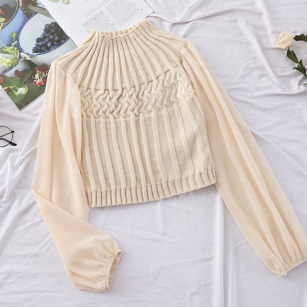 casual lantern chiffon sleeve female stretchy fashion pit knitting slim elastic blouse spring stvm, White
casual lantern chiffon sleeve female stretchy fashion pit knitting slim elastic blouse spring stvm, White