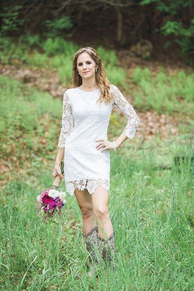 summer short wedding dresses bridal gowns 3/4 long sleeves full lace vestido de novia sirena formal women dress, White
summer short wedding dresses bridal gowns 3/4 long sleeves full lace vestido de novia sirena formal women dress, White
