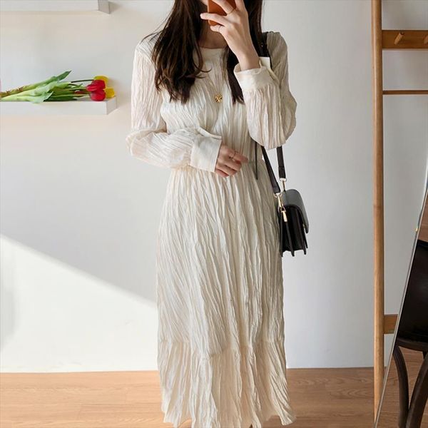 autumn all match womens dresses round neck design wrinkled sense lace waist clothes, Black;gray
autumn all match womens dresses round neck design wrinkled sense lace waist clothes, Black;gray
