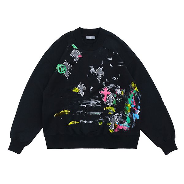 high street printed street loose cross oil painting graffiti sweater lovers man, White;black
high street printed street loose cross oil painting graffiti sweater lovers man, White;black