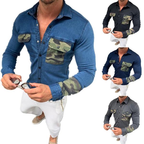 men's casual shirts shirt spring and autumn stretch denim stitching lapel jacket long-sleeved camouflage patchwork slim, White;black
men's casual shirts shirt spring and autumn stretch denim stitching lapel jacket long-sleeved camouflage patchwork slim, White;black