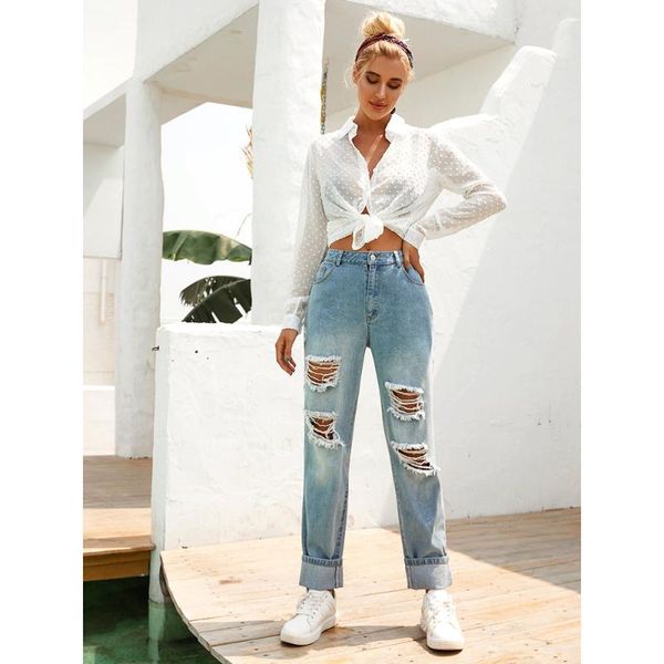 women's jeans summer explosion models european and american retro ins fengshui washed high waist denim ripped trousers ladies, Blue
women's jeans summer explosion models european and american retro ins fengshui washed high waist denim ripped trousers ladies, Blue