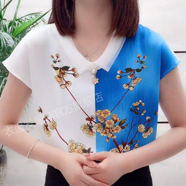 women's blouses & shirts white chiffon women summer short sleeve doll collar splice elegant all-match high-end loose blusas mm0833
women's blouses & shirts white chiffon women summer short sleeve doll collar splice elegant all-match high-end loose blusas mm0833