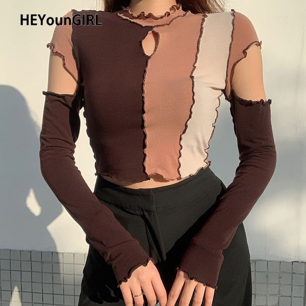 heyoungirl frill hollow out cropped tshirt women autumn fashion long sleeve t-shirt ladies basic patchwork tees streetwear c0220, White
heyoungirl frill hollow out cropped tshirt women autumn fashion long sleeve t-shirt ladies basic patchwork tees streetwear c0220, White