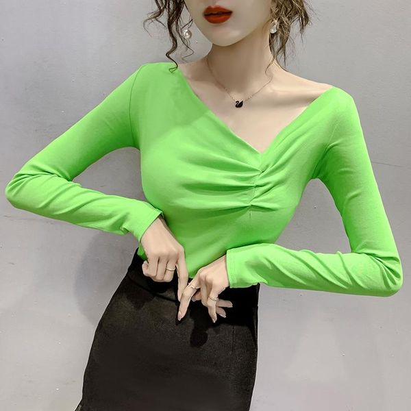 women's t-shirt female v-neck streetwear girls stretchy full sleeve solid cotton tshirts for 2021 spring autumn woman real pos, White
women's t-shirt female v-neck streetwear girls stretchy full sleeve solid cotton tshirts for 2021 spring autumn woman real pos, White