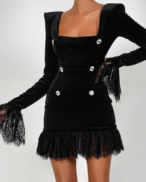 casual dresses wsevypo elegant diamond buttons lace trim mini dress vintage women square collar long sleeve wrapped bodycon party office, Black;gray
casual dresses wsevypo elegant diamond buttons lace trim mini dress vintage women square collar long sleeve wrapped bodycon party office, Black;gray