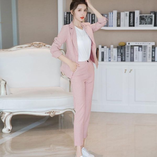 women's suits & blazers pant for women 2021 autumn pink striped small suit + ankle length trousers two-piece long sleeve office lady, White;black
women's suits & blazers pant for women 2021 autumn pink striped small suit + ankle length trousers two-piece long sleeve office lady, White;black