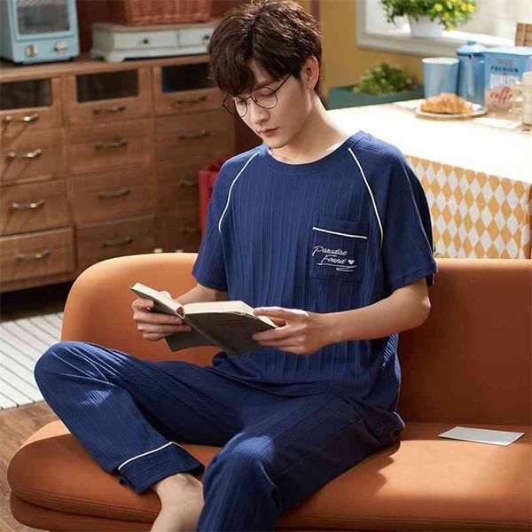 men's pajamas set spring summer leisure elastic waist men sleepwear cotton men's short sleeve nightwear long pant home cloth 21081, Black;brown
men's pajamas set spring summer leisure elastic waist men sleepwear cotton men's short sleeve nightwear long pant home cloth 21081, Black;brown