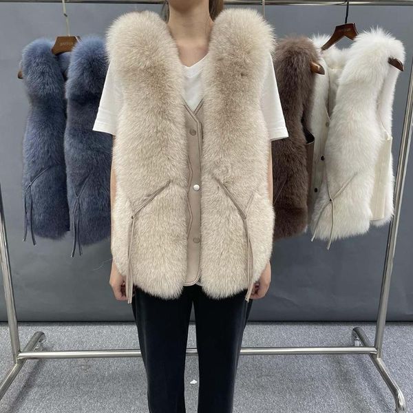 women's fur & faux authentic leather vest pimp decoration placket jacket natural fashion, Black
women's fur & faux authentic leather vest pimp decoration placket jacket natural fashion, Black