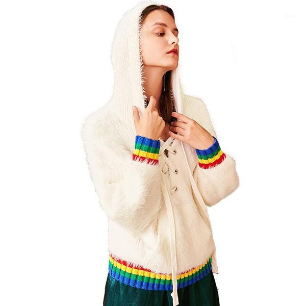 women's sweaters spring autumn women warm mohair ladies fashion white lace up hooded knitting loose long sleeve pullovers z955, White;black
women's sweaters spring autumn women warm mohair ladies fashion white lace up hooded knitting loose long sleeve pullovers z955, White;black
