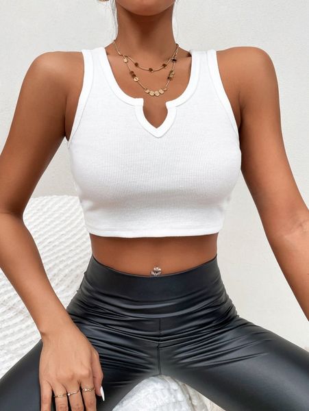 notched neckline tank d7py#, White