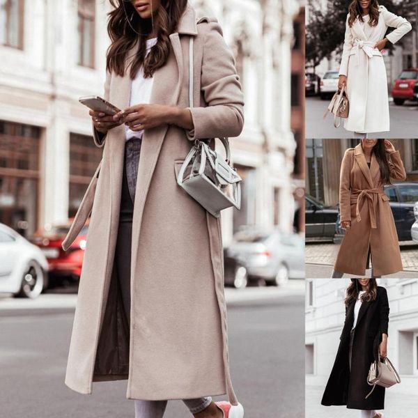 women's wool & blends drop women oversize coat solid color belt autumn winter turndown collar split hem long for office, Black
women's wool & blends drop women oversize coat solid color belt autumn winter turndown collar split hem long for office, Black