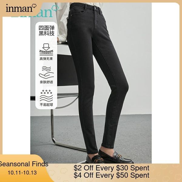 women's jeans inman autumn high waist slim elastic minimalist classic black stylish fashion female cropped trousers, Blue
women's jeans inman autumn high waist slim elastic minimalist classic black stylish fashion female cropped trousers, Blue