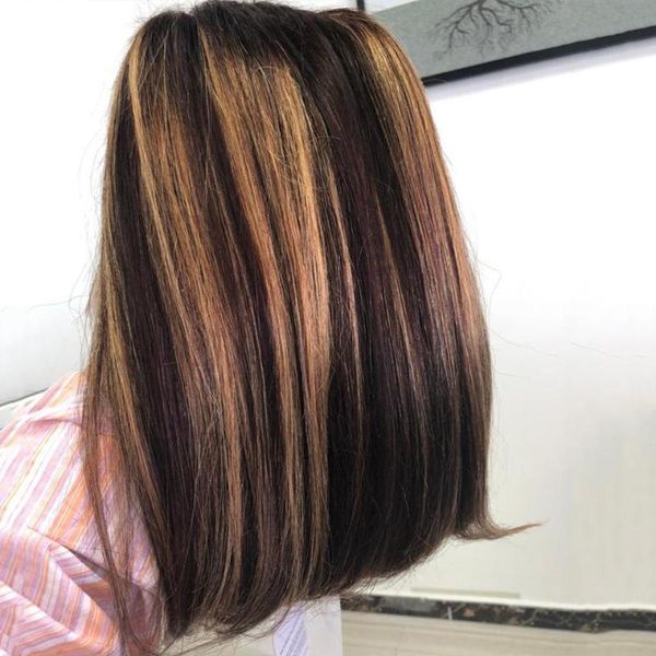 lace wigs l3/27 highlight bob straight t part human hair for women colored glueless front wig, Black;brown
lace wigs l3/27 highlight bob straight t part human hair for women colored glueless front wig, Black;brown