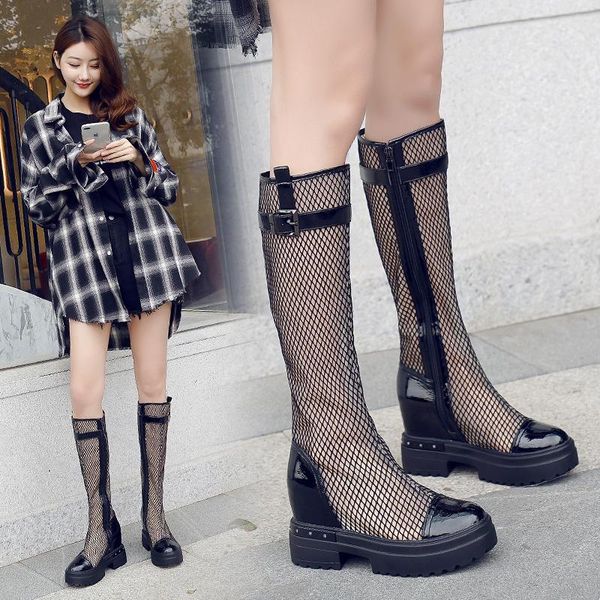 boots net 2021 women's summer all-match platform bottom thigh boot mesh increased sandal high leg, Black
boots net 2021 women's summer all-match platform bottom thigh boot mesh increased sandal high leg, Black