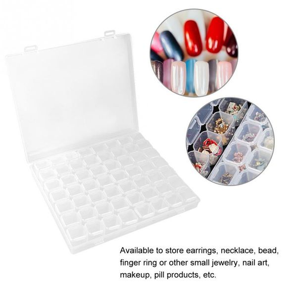 56 slots compartment nail art storage box practical adjustable plastic case for bead rings jewelry displayorganizer, Silver
56 slots compartment nail art storage box practical adjustable plastic case for bead rings jewelry displayorganizer, Silver