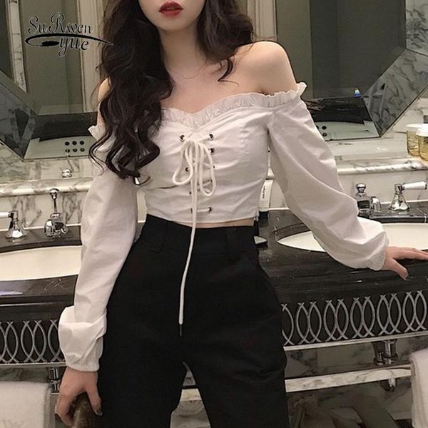 women's blouses & shirts chic spring one-word shoulder vintage shirt for women long sleeve solid cotton strap office lady sweet blouse, White
women's blouses & shirts chic spring one-word shoulder vintage shirt for women long sleeve solid cotton strap office lady sweet blouse, White