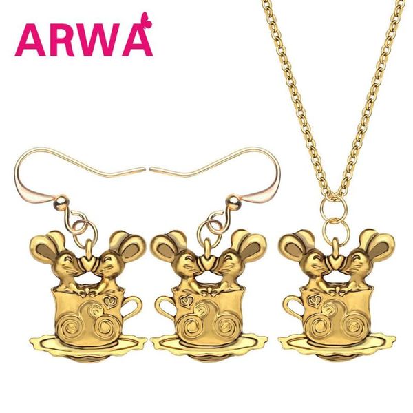 earrings & necklace arwa alloy antique gold plated sweet double cup mouse rat jewelry sets metal animal charm gift for lady girls, Silver
earrings & necklace arwa alloy antique gold plated sweet double cup mouse rat jewelry sets metal animal charm gift for lady girls, Silver