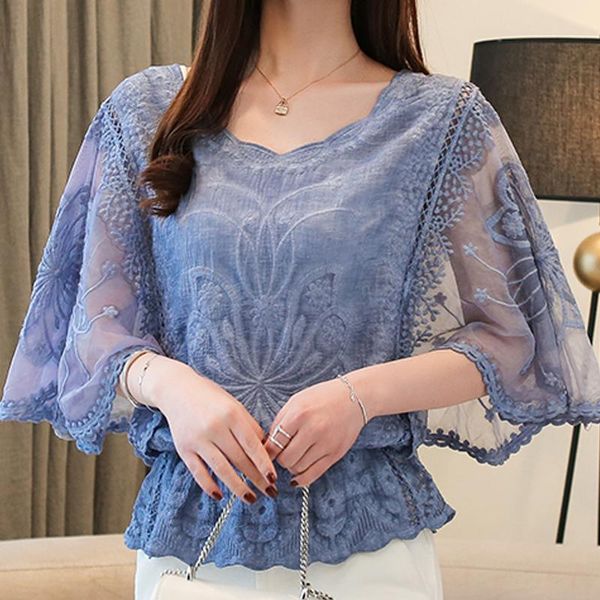 women's blouses & shirts summer women blouse short sleeve hollow lace shirt blusas mujer de moda 2021 femme e963, White
women's blouses & shirts summer women blouse short sleeve hollow lace shirt blusas mujer de moda 2021 femme e963, White
