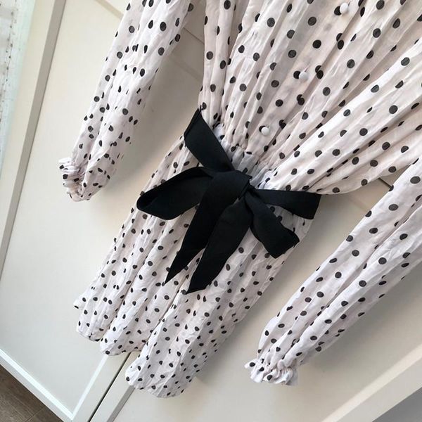 casual dresses women spring autumn summer long puff sleeve o-neck dot a-line mini sweet elegant high street chic stunning office lady, Black;gray 
casual dresses women spring autumn summer long puff sleeve o-neck dot a-line mini sweet elegant high street chic stunning office lady, Black;gray