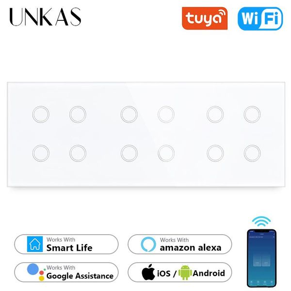 smart home control unkas 12 gang wifi touch on / off light switch 228mm white black crystal class panel work tuya alexa google outlet
smart home control unkas 12 gang wifi touch on / off light switch 228mm white black crystal class panel work tuya alexa google outlet