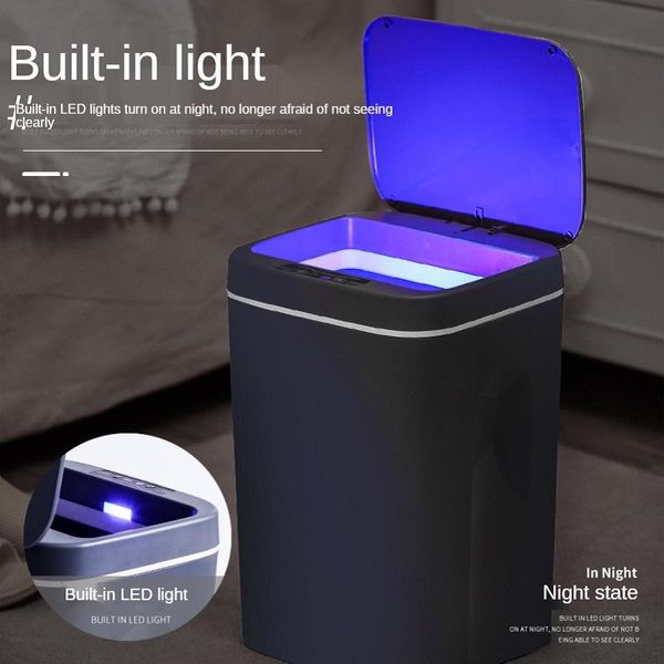waste bins 16l smart induction usb charging trash can with light waterproof kitchen bathroom accessories household products 
waste bins 16l smart induction usb charging trash can with light waterproof kitchen bathroom accessories household products