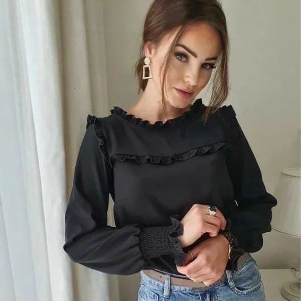 2021 new elegant ruffle lantern sleeve shirts o neck solid office lady streetwear autumn fashion women blouse and wa5g, White
2021 new elegant ruffle lantern sleeve shirts o neck solid office lady streetwear autumn fashion women blouse and wa5g, White