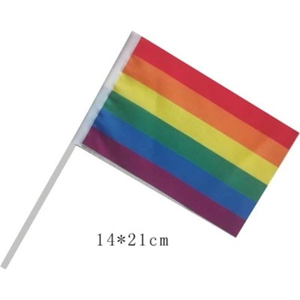 polyester fiber rainbow flag 14*21cm small size homosexuality color stripes hand flags party parade celebration articles parts
polyester fiber rainbow flag 14*21cm small size homosexuality color stripes hand flags party parade celebration articles parts