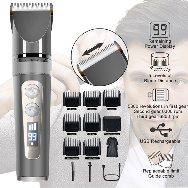 lcd display hair clipper rechargeable hair trimmer ceramic blade salon men beard trimmer hair cutting machine barber haircut 
lcd display hair clipper rechargeable hair trimmer ceramic blade salon men beard trimmer hair cutting machine barber haircut