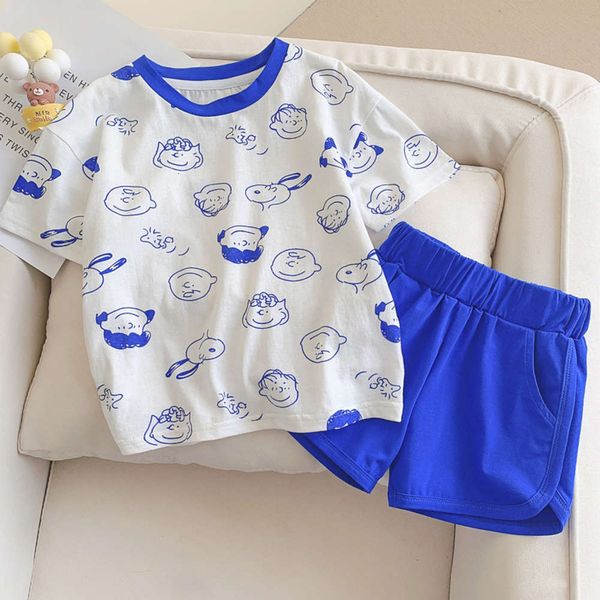 summer boys' suit short sleeve foreign style summer children's cartoon two piece set of t-shirt shorts, White
summer boys' suit short sleeve foreign style summer children's cartoon two piece set of t-shirt shorts, White