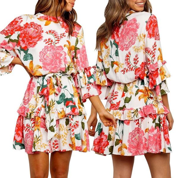 casual dresses women's spring and summer fashion chiffon print round neck three-quarter sleeve dress, Black;gray
casual dresses women's spring and summer fashion chiffon print round neck three-quarter sleeve dress, Black;gray
