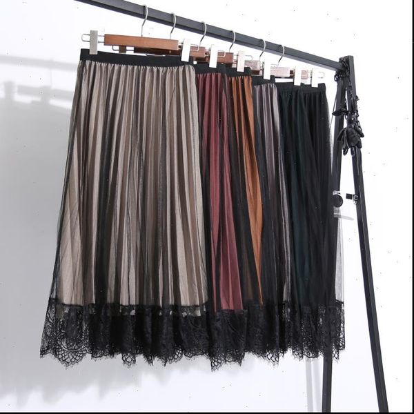 autumn two sides wear long skirt korean style lace tulle skirt high waist pleated women skirt, Black
autumn two sides wear long skirt korean style lace tulle skirt high waist pleated women skirt, Black
